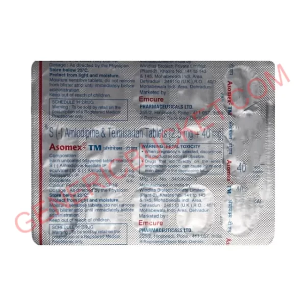 ASOMEX TM 40+2.5 MG TABLET 15