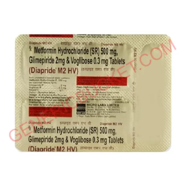 DIAPRIDE M2 HV 0.3+500+2MG TABLET 10