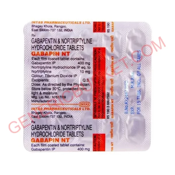 GABAPIN NT 400 10 MG TABLET 15