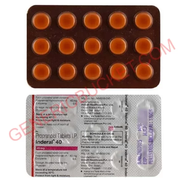 INDERAL 40 MG TABLET 15