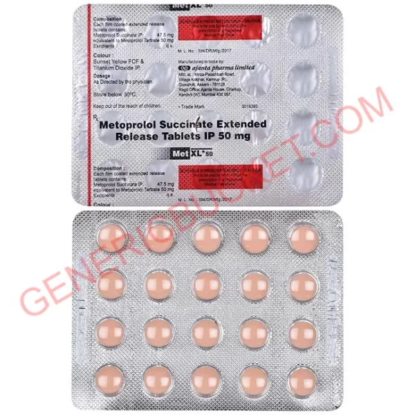 MET XL 50 MG TABLET 20