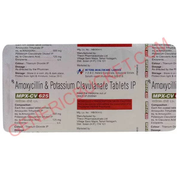 MPX CV 500+125 MG TABLET 10