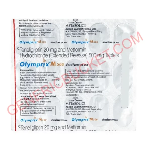 OLYMPRIX M 20+500 MG TABLET 15