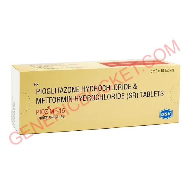 Pioz Mf 15 Tablet Pioglitazone 15mg Metformin 500 Genericbucket